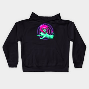 Cartoon Neon Lion Kids Hoodie